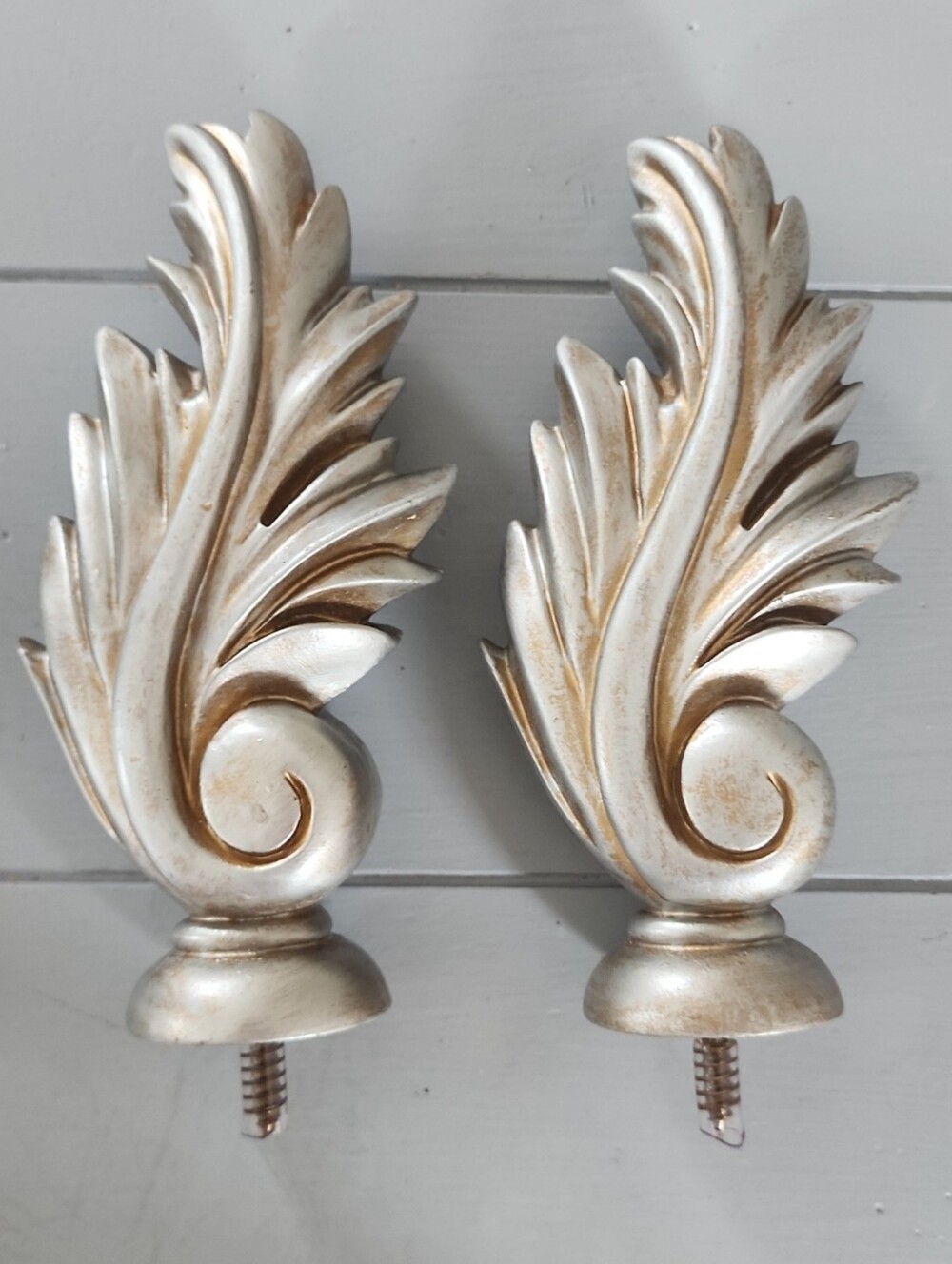 TRAX Feather Decorative Drapery Hardware Finials Curtain Rod Ends 23578 Silver
